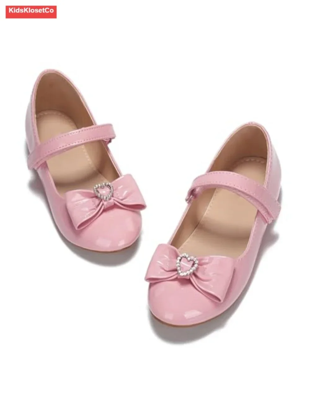 Toddler Girls Mary Jane Flats Dress Shoes Hook & Loop Faux Leather